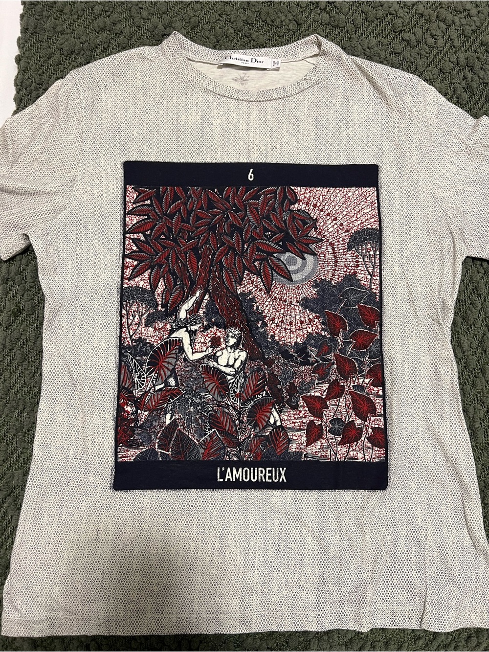 Christian Dior L’Amoureux Graphic T-Shirt White Print Tee Size Medium